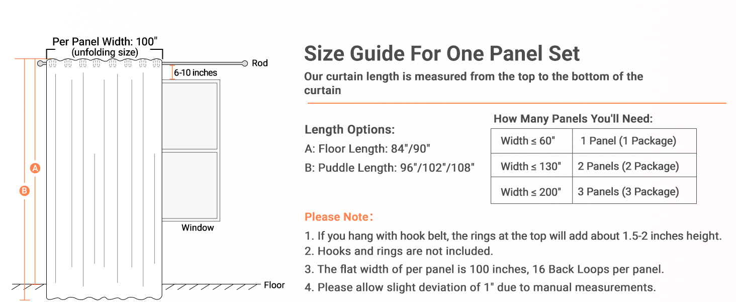 Size Guide for Linen Blackout Curtains