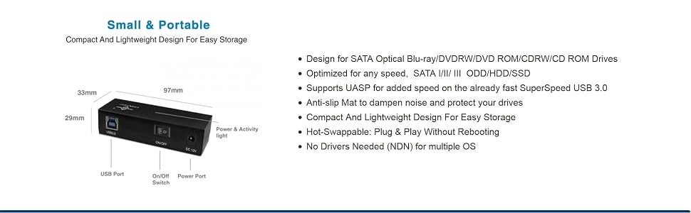 USB 3.0, Optical Adapter, HDD adapter, SSD adapter, 2.5", 3.5", SATA I/II/III, 6Gbps