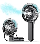 SWEETFULL Portable Misting Fan - 180° Foldable Handheld Personal Fan with Mist Spray, 3 Speeds, 3...