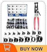 105Pcs 6-25mm Spring Band Hose Clamp Assortment Kit with Hose Clamp Pliers, 15 Sizes Spring Hose ...