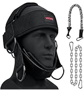WKWE Neck Harness for Increases Neck Core Strength - Neck Exerciser with 30" Heavy Duty Steel Cha...