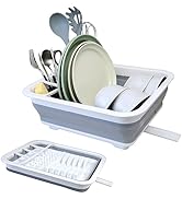 MontNorth Collapsible Dish Drainer with Drain Plug and Swivel Spout, Space-Saving, Portable Dish ...