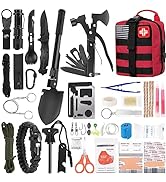 Emergency Survival Kit and First Aid Kit, 142Pcs Professional Survival Gear and Equipment with Mo...