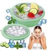 XANGNIER Face Bowl for Ice with Built-In Ice Tray – Collapsible Silicone Facial Ice Bath Bowl for...