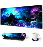 AIMSA Extended Gaming Mouse Pad Desk Mat, Large Mousepad with Stitched Edges (35x15.7 in), Keyboa...