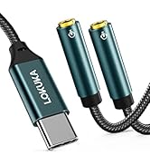 LOKUKA USB C to Dual 3.5mm Headphone Splitter (4 Feet) Type C to AUX TRRS Audio Adapter with Hi-R...