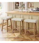Yaheetech 24 Inch Counter Height Bar Stools Set of 2, Backless Saddle Stool Chair for Kitchen Cou...