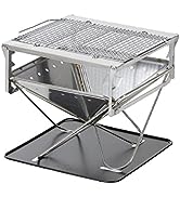 Snow Peak Takibi Fire &amp; Grill - Stainless Steel Portable &amp; Collapsible Fireplace - 30 lbs, 5 piec...