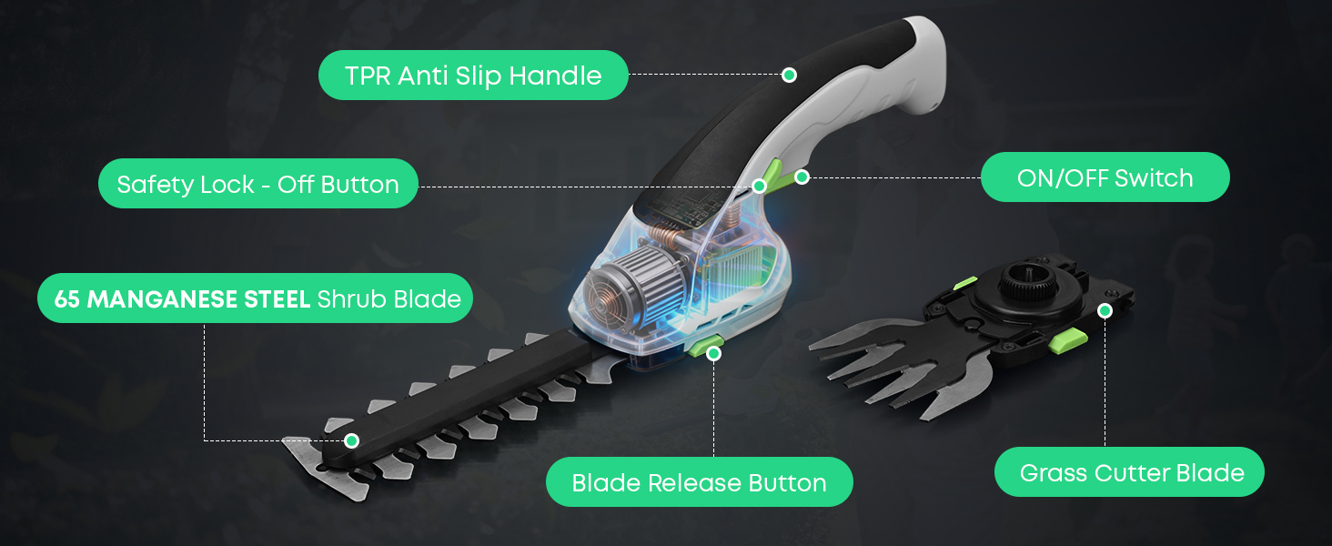 battery grass trimmer detail