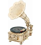 ROKR 3D Wooden Puzzles Gramophone for Adults - DIY Mechanical Model Kit 1:1 Replica Record Player...