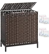 SETVSON Laundry Hamper with Lid 132 L, (35 Gallons) Clothes Hamper with Lid, Handwoven Rattan Lau...