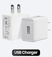 Oxzeewee 2PCS UL 5V 2A USB Wall Charger AC DC Adapter Universal Portable Travel USB Wall Plug for...