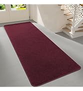 Woottpe 2x6 Feet Runner Rugs for Hallway, Red Modern Soft Bedroom Bedside Rug, Low Pile Non Slip ...