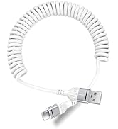 3FT Coiled USB C Cable for iPhone 17 Pro Max/16, [White] USB A to Type C Fast Charging Cord, Retr...