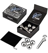 Whiskey Balls Set of 4 Reusable Stainless Steel Metal Ice Sphere Cubes Beverage Chilling Rocks Wh...