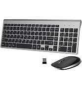 Wireless Keyboard and Mouse - USB Slim 2.4G Ergonomic Wireless Keyboard Mouse Combo Number Pad fo...