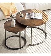 aboxoo Coffee Table Nesting Round Table Set of 2 Side Table with Sturdy Metal Frame for Living Ro...