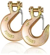 AYAYGD 2 Pack 1/2"" Clevis Slip Hook with Safety Latch, Heavy Duty Grade 70 Chain Hook for Transp...