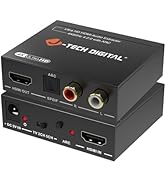 J-Tech Digital HDMI Audio Extractor 4K 60Hz HDMI to Optical SPDIF + RCA, Supports HDMI ARC Dolby ...