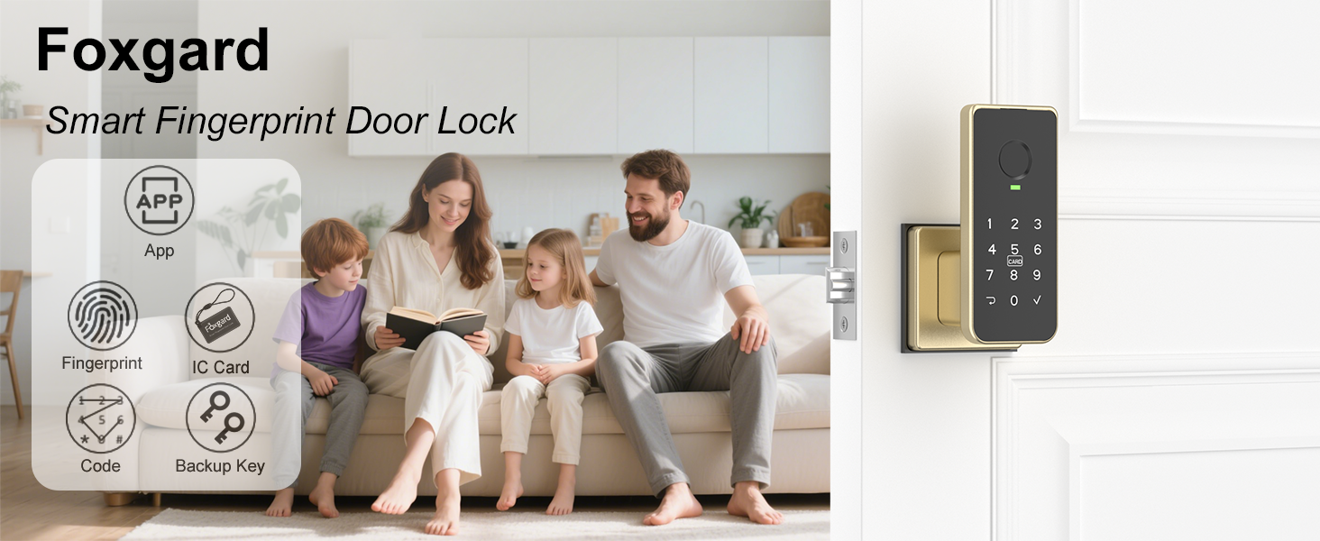 fingerprint door lock gold
