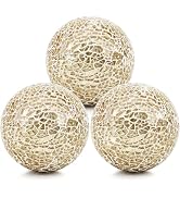 Vhxmaizxn Decoration Mosaic Glass Ball 3.35 Inch Orbs Centerpiece Crack Sphere Balls 3pcs Gold Ch...