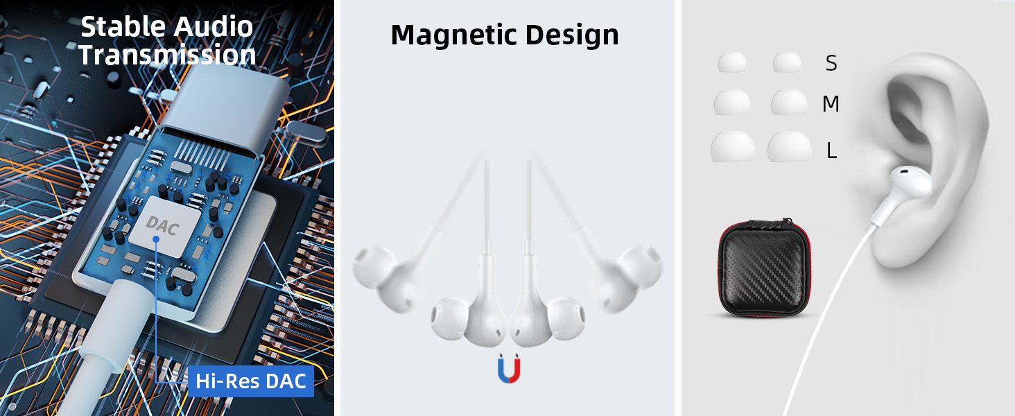 usb c headphones wired sport earbuds