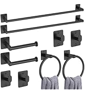 Matte Black Bathroom Accessories Set, KLJKPA 10 Pieces Bathroom Hardware Set, 24 inch Towel Bar, ...