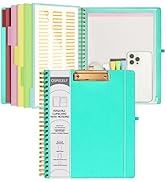Ospelelf Foldable Spiral Clipboard Folio with Zipper Pouch, 5 Plastic Folders with 10 Pockets,Ref...