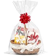 Labeol 20pcs Cellophane Bags 16x24 Cellophane Wrap for Baskets Large Clear Gift Party Favors Clea...