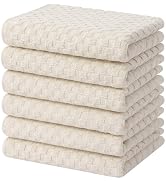 Homaxy 100% Cotton Terry Kitchen Towels(15" x 25", 6 Pack), Soft and Super Absorbent Dish Towels,...