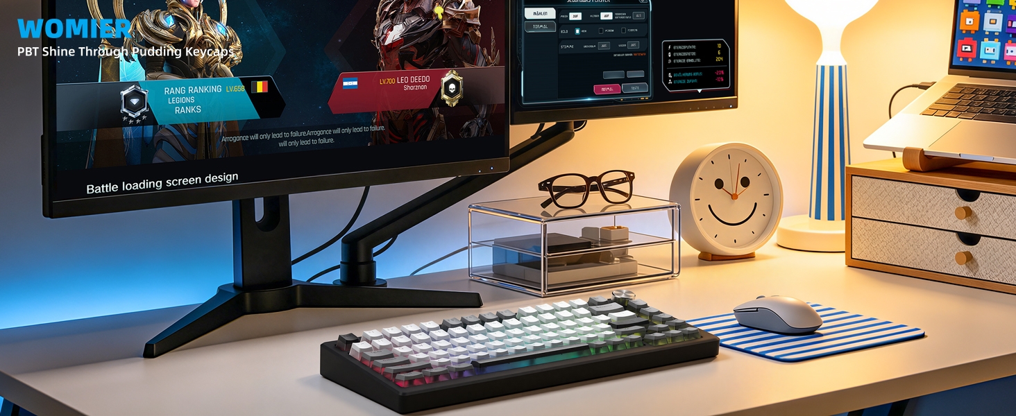 PBT Shine Through Keycaps for mechanical keyboard, Pudding Keycaps 60% 75% 100% Keyboard