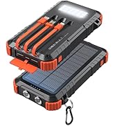Uukto Power-Bank-Solar-Charger 45800mAh Fast Charging with 3 Built-in Cables LED Flashlight Porta...
