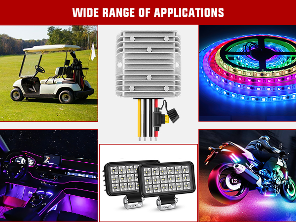 Nilight 240W 48V to 12V 20A DC Converter Regulator Reducer with Fuse