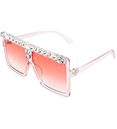 FEISEDY Sparkling Crystal Square Sunglasses Overzised Rhinestone Sunglasses Big Frame UV400 B2881