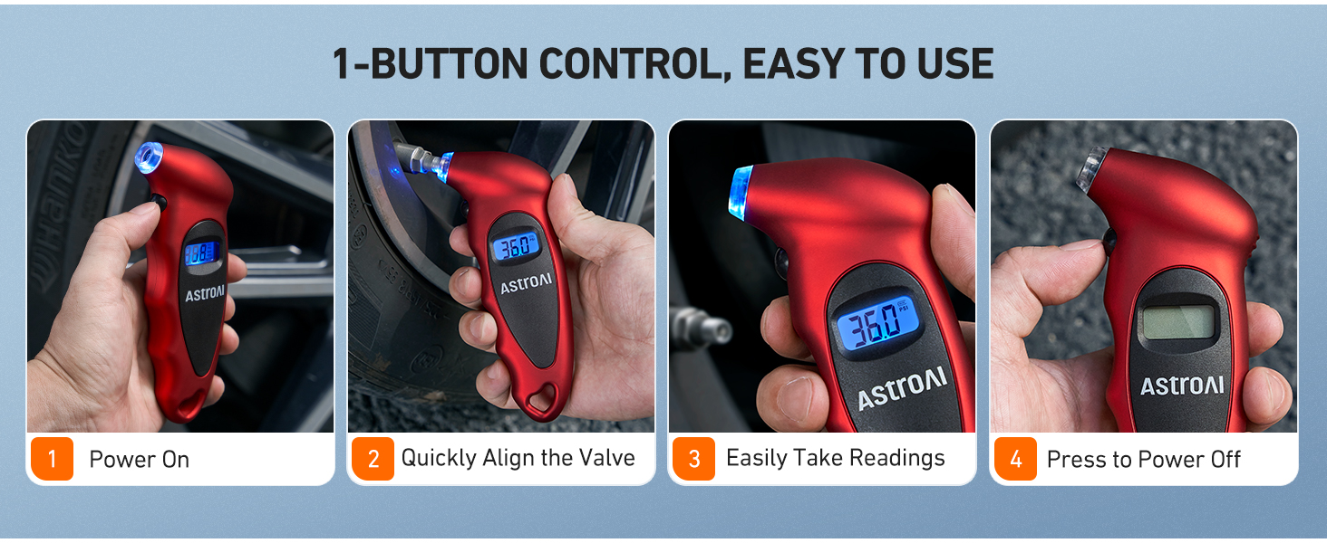 digital tire pressure gauge red