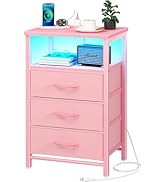 Yoobure Night Stand with Charging Station, 16 Colors LED Nightstand with USB Ports and Outlets, E...