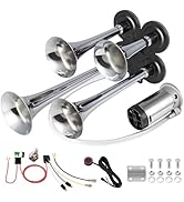 BANHAO Truck Air Horn 4 Trumpet Horns Train Horn Kit for Truck 180DB Super Loud Air Horns for Pic...