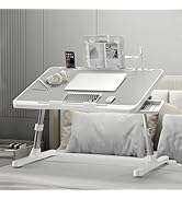 Laptop Desk for Bed, Adjustable Bed Table with USB Charge Port, Foldable Laptop Table with Storag...
