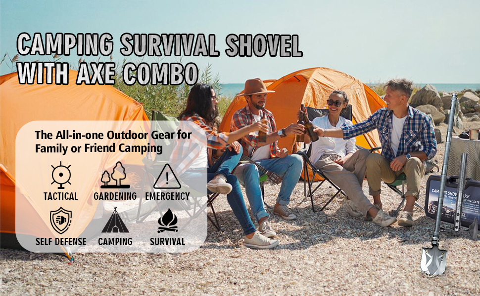 ZENHOSIT Camping Shovel Hatchet Flashlight Combo