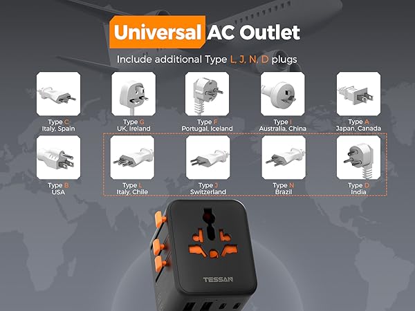 universal plug adapter for worldwide travel
