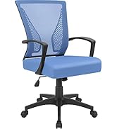 Furmax Office Chair Ergonomic Computer Desk Mesh Chair Mid Back Swivel Lumbar Support with Armres...