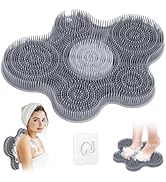 GEENOA New Silicone Shower Foot Scrubber Mat, Large Wall-Mounted Back Scrubber Back Washer with L...