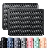 CAKETIME 2 Pack Silicone Dish Drying Mat for Kitchen Counter Under Sink Protector Organizers Cook...