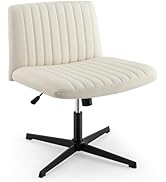 COSTWAY Criss Cross Legged Chair, Modern Armless Desk Chair w/Wide Seat &amp; 120°Rocking, Height Adj...
