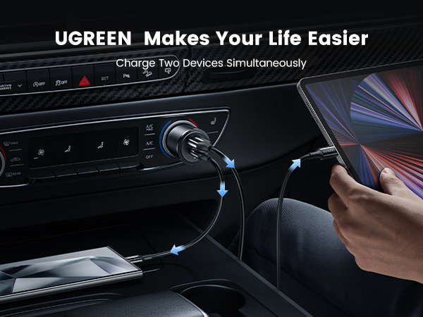 usb c car charger dual ports