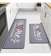 HappyTrends Kitchen Mat for Floor, 2PCS Cushioned Anti-Fatigue Kitchen Rugs, Waterproof Non-Slip ...