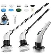 Electric Spin Scrubber with Power LCD Display, Cordless Bathroom Cleaning Brush with Adjustable E...