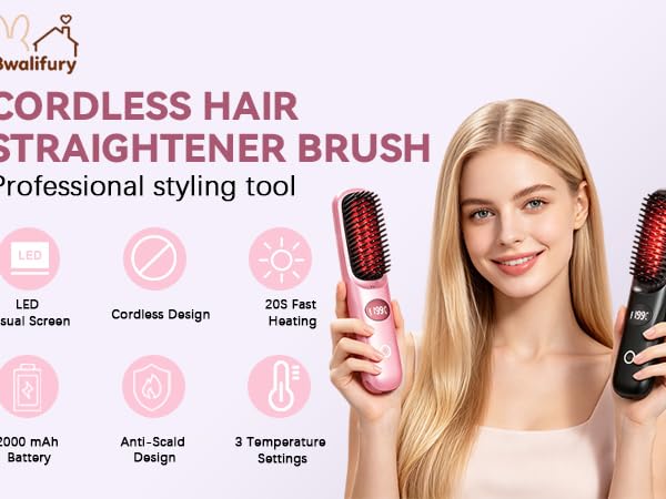 CORDLESS HAIRSTRAIGHTENER BRUSHProfessional styling tool