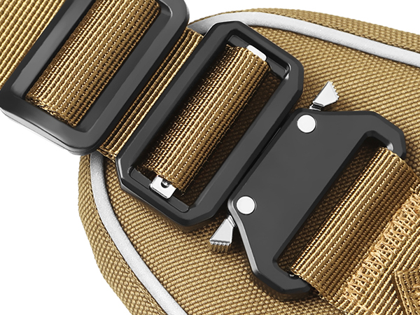 dog harness with metal buckles brown