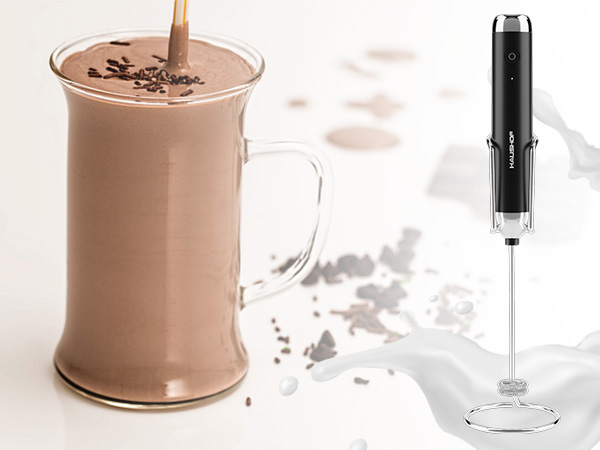 Black Handheld Cordless Milk Frother Set with Stand (US PKG)